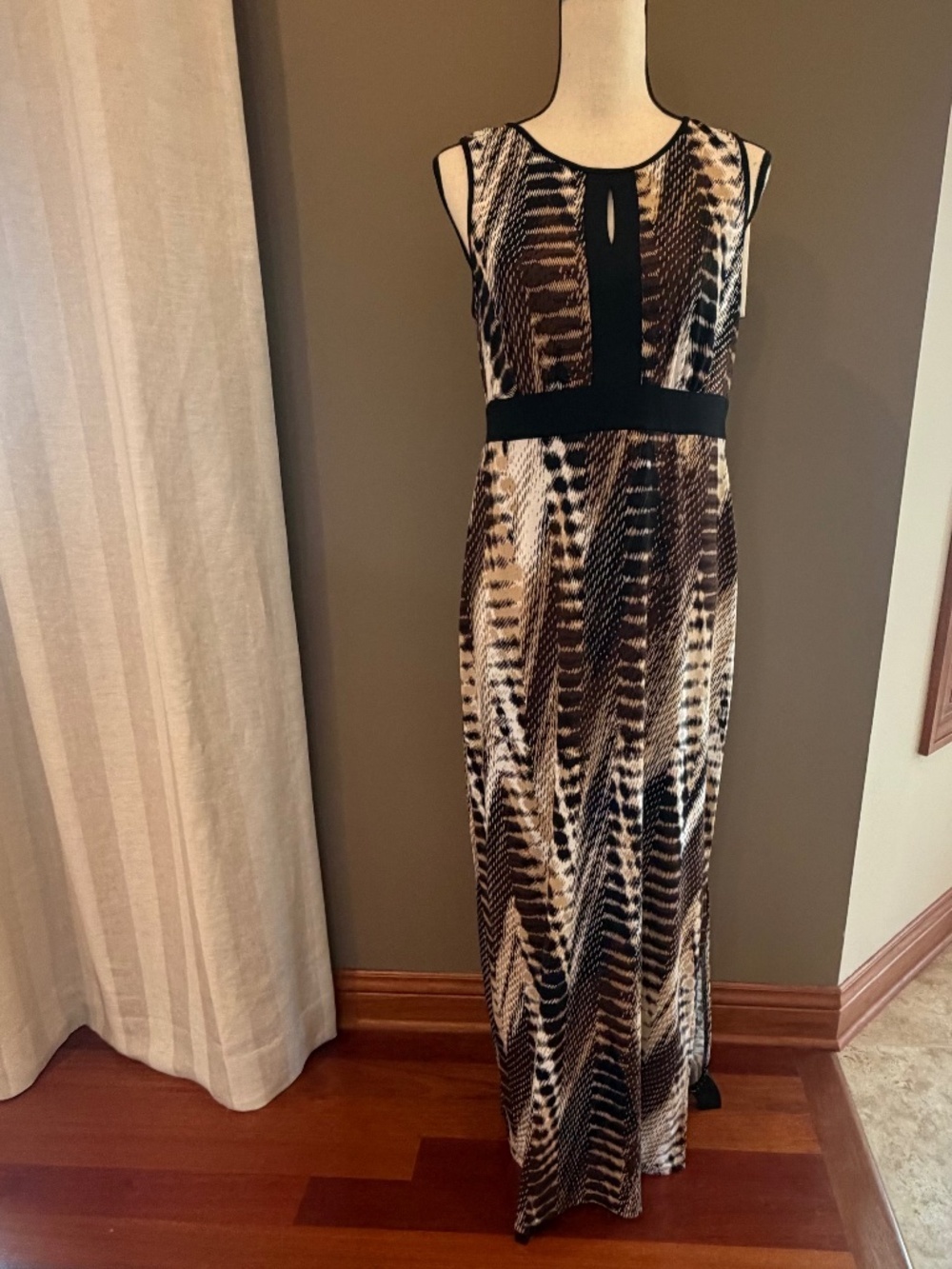 ALYX Black & Brown Sleeveless Maxi Dress, Flattering fit, Geometric, Size Medium